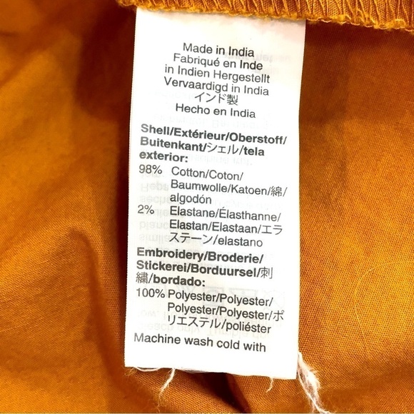 J. Crew Factory turmeric orange cotton blouse flutter sleeves eyelet lace S - Picture 8 of 10